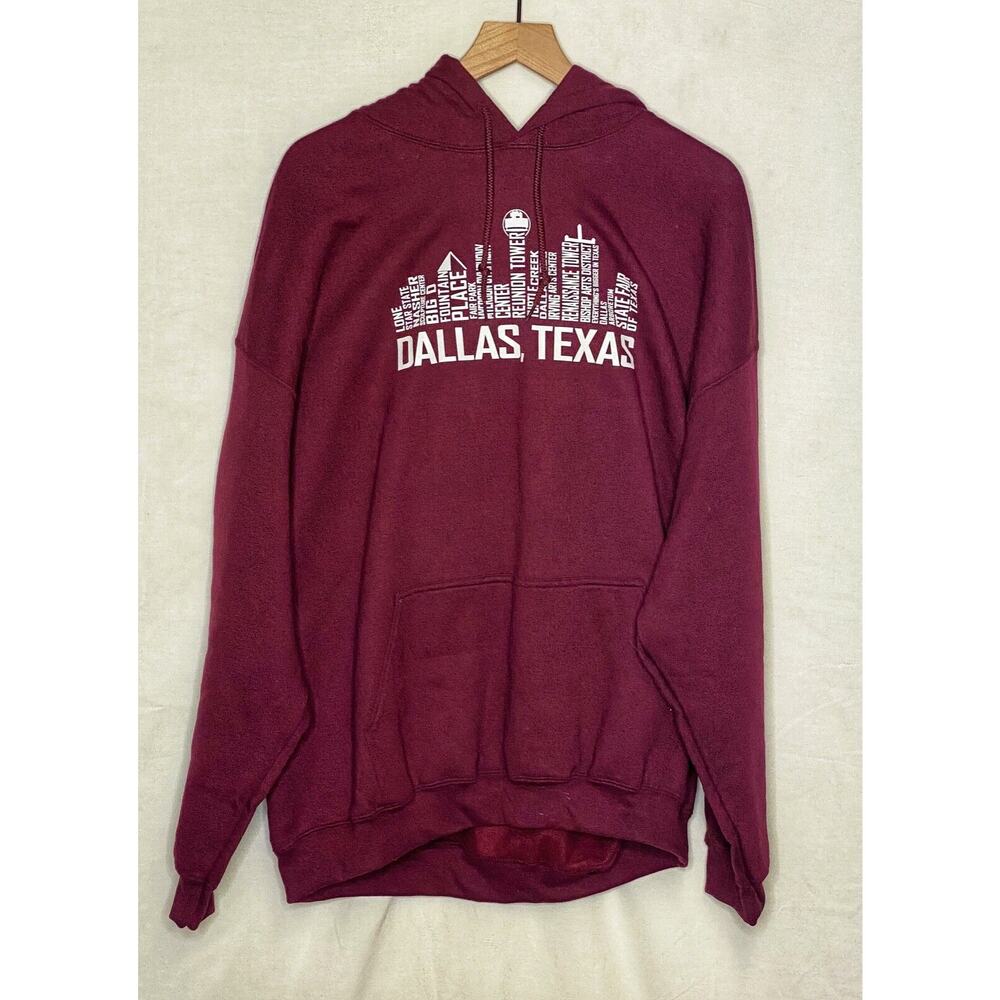 Dallas Texas Graphic Hoodie City Landmarks Skyline Size 2XL Gilden Cotton Blend